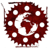 Logo Scraps World solo pianeta e ruota dentata arrugginiti